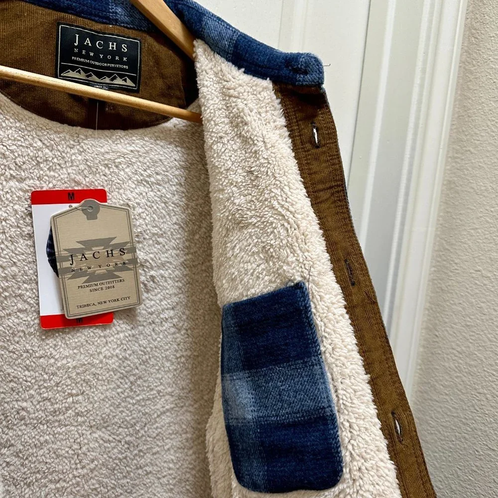 Jachs New York Men's Wool Blend Jacket Size M Blue Plaid Sherpa Lined Ragged NEW - Picture 4 of 14